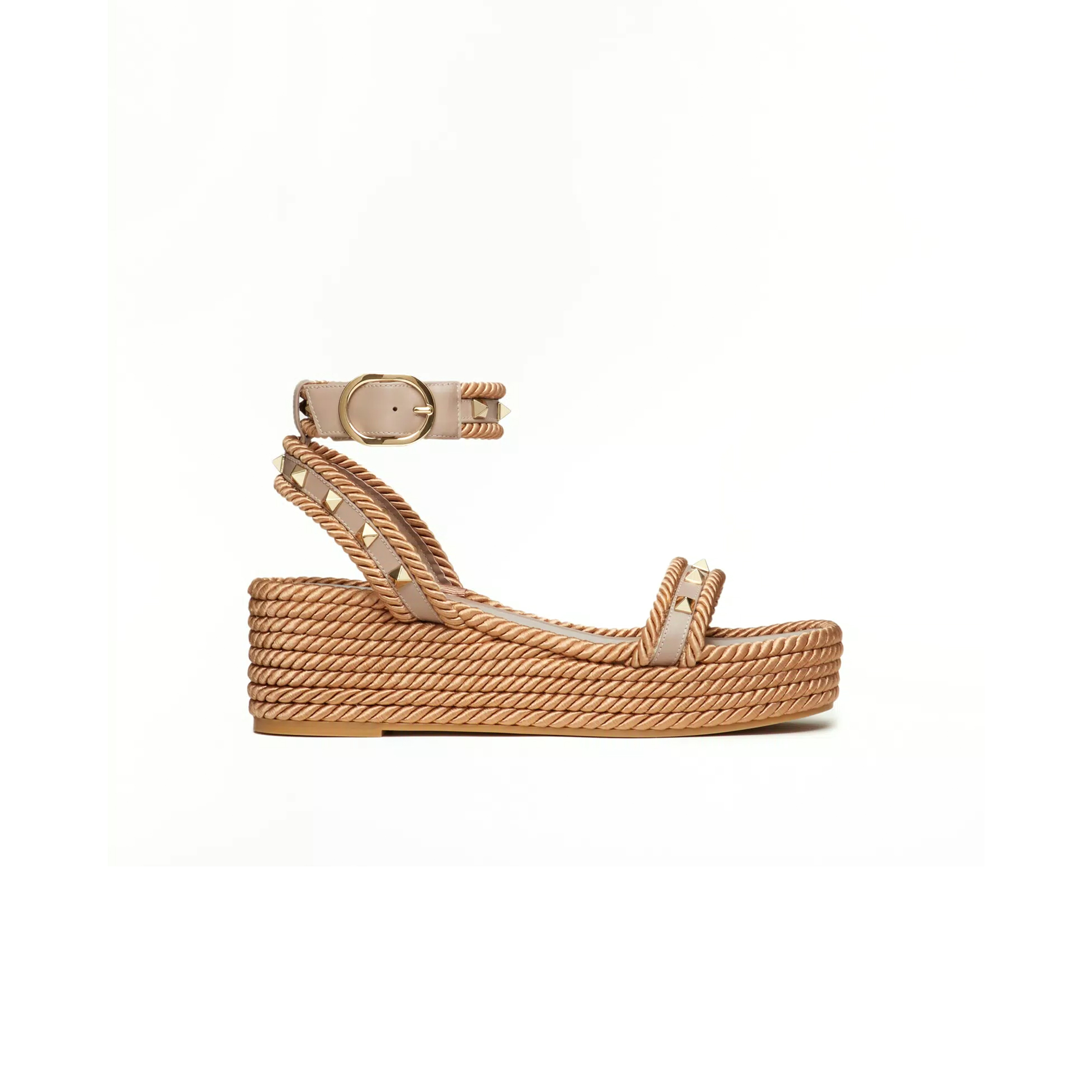 VALENTINO ROCKSTUD FLATFORM SANDAL IN CALFSKIN 45MM 6W2S0GI3BAE_P45